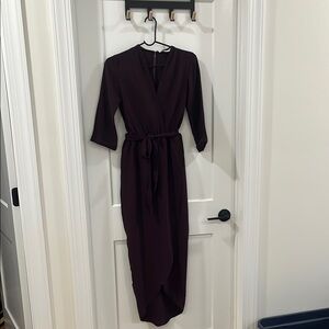 Amanda Uprichard Red Purple Maxi Dress Wrap 3/4 Sleeve